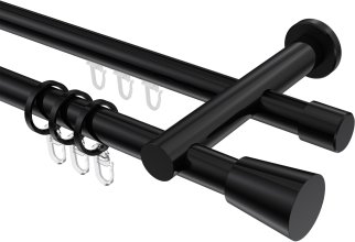 Rundrohr-Innenlauf Gardinenstange Aluminium / Metall 20 mm Ø 2-läufig PLATON - Sitra Schwarz 100 cm