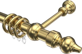 Gardinenstange Metall / Kunststoff 28 mm Ø CLASSIC - Rondo Messing-farbig 100 cm