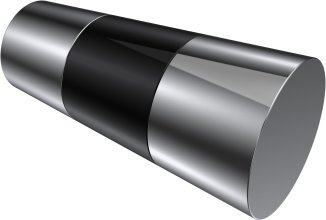 Endstücke Tanara (Konus) Chrom / Schwarz für Gardinenstangen 20 mm Ø (2 Stück)