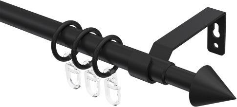 Ausziehbare Gardinenstange Metall / Kunststoff 16/13 mm Ø HERA - Cone Schwarz 70-120 cm
