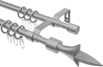Ausziehbare Gardinenstange Metall / Kunststoff 16/13 mm 2-läufig Ø HERA - Lily Silbergrau 70-120 cm