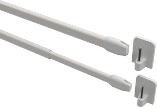 Vitragestangen mit Klebehaken Metall / Kunststoff Geno Weiß (2 Stück) ausziehbar 30-50 cm