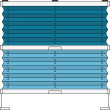Plissee Modell VS3, Tag &amp; Nacht, verspannt mit Bediengriffen 