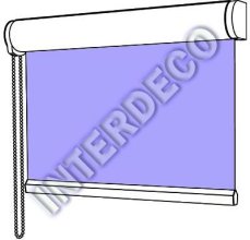 Kassettenrollo mit Seitenzug Modell Rundbox RK120, freihängend m. Kettenzug 