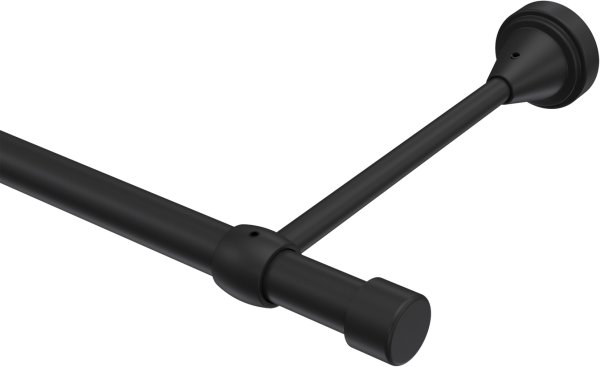 Gardinenstange Metall 16 mm Ø PRIMUS - Lucan Schwarz (ohne Ringe) 280 cm (2 x 140 cm)