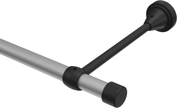 Gardinenstange Metall 16 mm Ø PRIMUS - Lucan Silbergrau / Schwarz (ohne Ringe) 100 cm