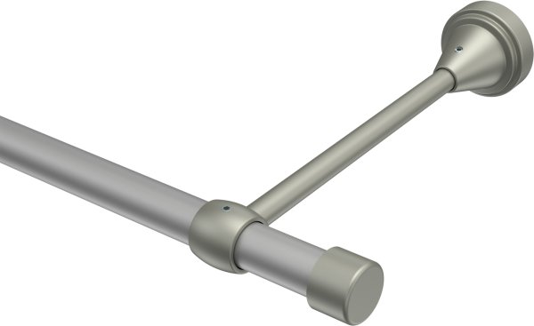 Gardinenstange Metall 16 mm Ø PRIMUS - Lucan Silbergrau / Chrom matt (ohne Ringe) 100 cm