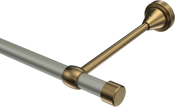 Gardinenstange Metall 16 mm Ø PRIMUS - Lucan Chrom matt / Messing Antik (ohne Ringe) 100 cm