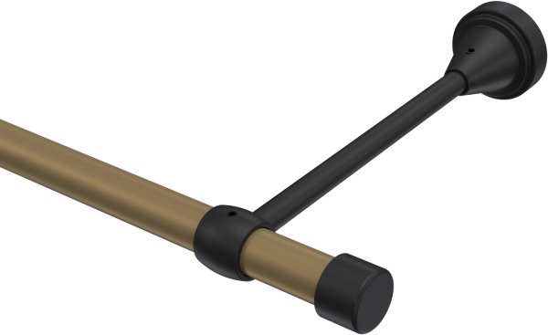 Gardinenstange Metall 16 mm Ø PRIMUS - Lucan Gold matt / Schwarz (ohne Ringe) 100 cm
