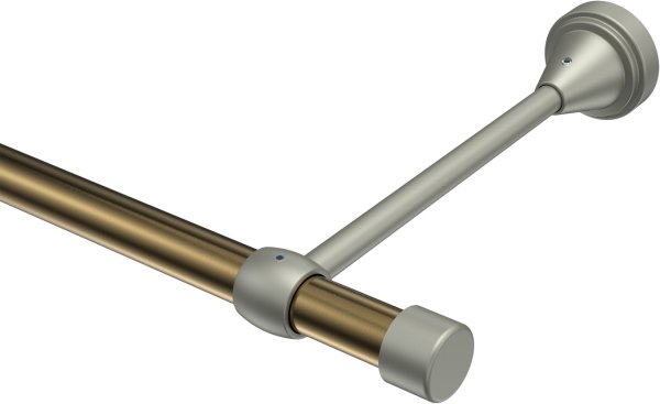 Gardinenstange Metall 16 mm Ø PRIMUS - Lucan Messing Antik / Chrom matt (ohne Ringe) 100 cm