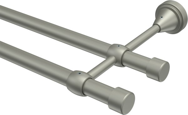 Gardinenstange Metall 16 mm Ø 2-läufig PRIMUS - Lucan Chrom matt (ohne Ringe) 100 cm