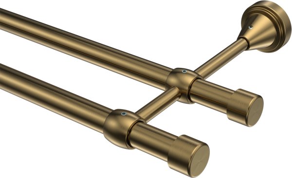 Gardinenstange Metall 16 mm Ø 2-läufig PRIMUS - Lucan Messing Antik (ohne Ringe) 100 cm