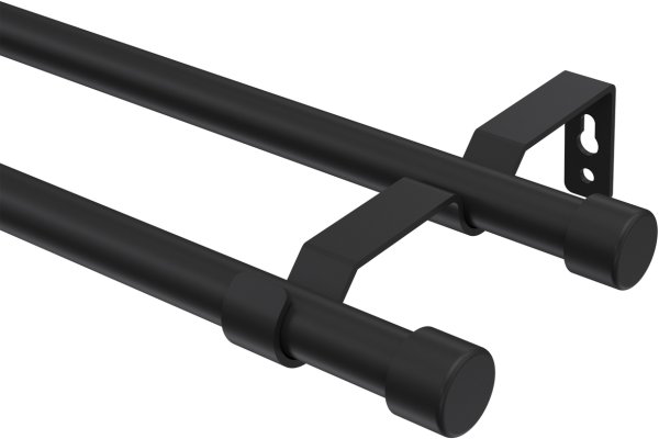 Gardinenstange Metall 16 mm Ø 2-läufig OLYMP - Lucan Schwarz (ohne Ringe) 100 cm