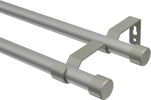 Gardinenstange Metall 16 mm Ø 2-läufig OLYMP - Lucan Silbergrau / Chrom matt (ohne Ringe)