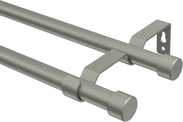 Gardinenstange Metall 16 mm Ø 2-läufig OLYMP - Lucan Chrom matt (ohne Ringe) 100 cm