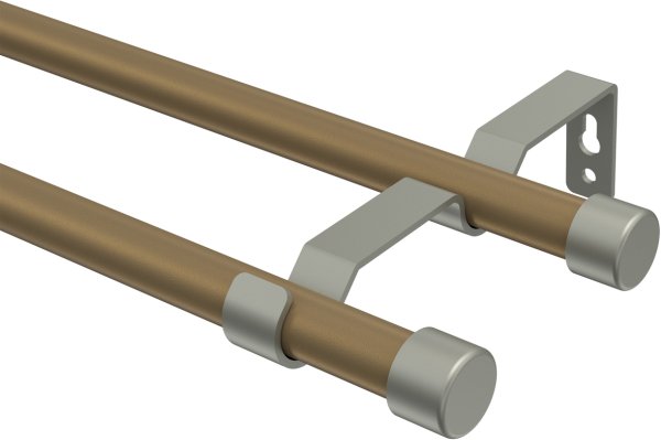 Gardinenstange Metall 16 mm Ø 2-läufig OLYMP - Lucan Gold matt / Chrom matt (ohne Ringe) 100 cm