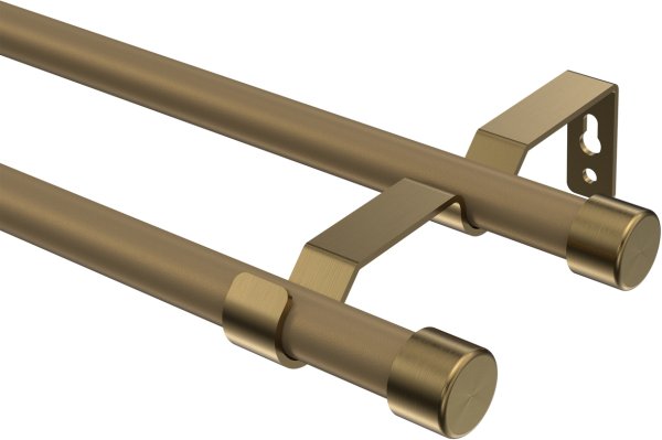 Gardinenstange Metall 16 mm Ø 2-läufig OLYMP - Lucan Gold matt / Messing Antik (ohne Ringe)