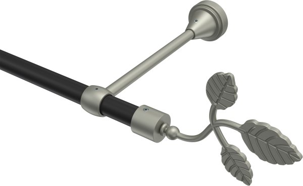 Gardinenstange Metall 16 mm Ø PRIMUS - Alessia Schwarz / Chrom matt (ohne Ringe) 100 cm