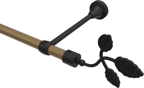 Gardinenstange Metall 16 mm Ø PRIMUS - Alessia Gold matt / Schwarz (ohne Ringe) 100 cm