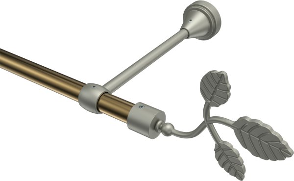 Gardinenstange Metall 16 mm Ø PRIMUS - Alessia Messing Antik / Chrom matt (ohne Ringe) 100 cm