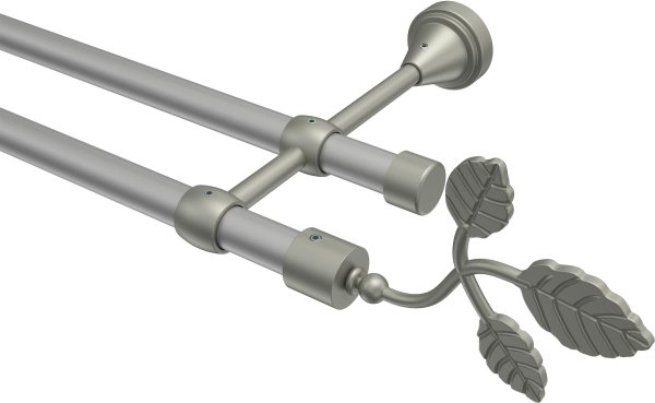 Gardinenstange Metall 16 mm Ø 2-läufig PRIMUS - Alessia Silbergrau / Chrom matt (ohne Ringe)