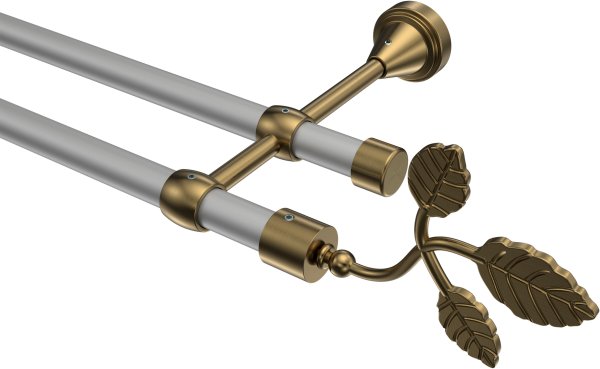 Gardinenstange Metall 16 mm Ø 2-läufig PRIMUS - Alessia Silbergrau / Messing Antik (ohne Ringe)