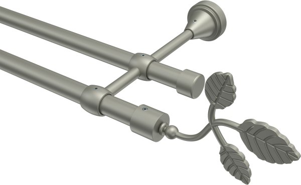 Gardinenstange Metall 16 mm Ø 2-läufig PRIMUS - Alessia Chrom matt (ohne Ringe) 100 cm