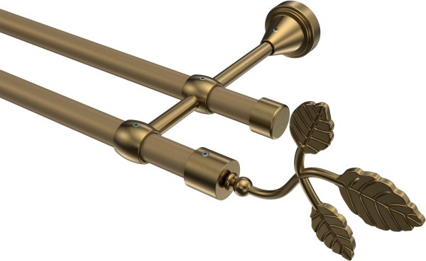 Gardinenstange Metall 16 mm Ø 2-läufig PRIMUS - Alessia Gold matt / Messing Antik (ohne Ringe)