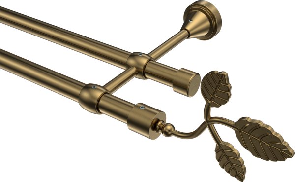 Gardinenstange Metall 16 mm Ø 2-läufig PRIMUS - Alessia Messing Antik (ohne Ringe) 100 cm