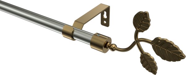 Gardinenstange Metall 16 mm Ø OLYMP - Alessia Edelstahl-Optik / Messing Antik (ohne Ringe) 100 cm