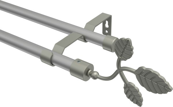 Gardinenstange Metall 16 mm Ø 2-läufig OLYMP - Alessia Silbergrau / Chrom matt (ohne Ringe)