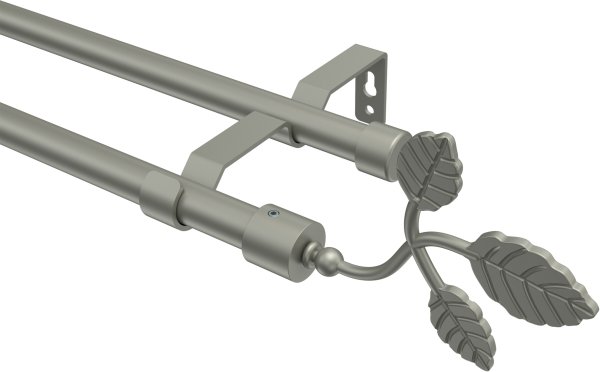 Gardinenstange Metall 16 mm Ø 2-läufig OLYMP - Alessia Chrom matt (ohne Ringe) 100 cm