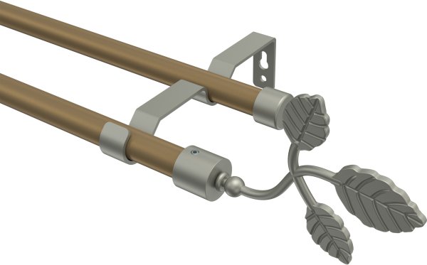 Gardinenstange Metall 16 mm Ø 2-läufig OLYMP - Alessia Gold matt / Chrom matt (ohne Ringe)