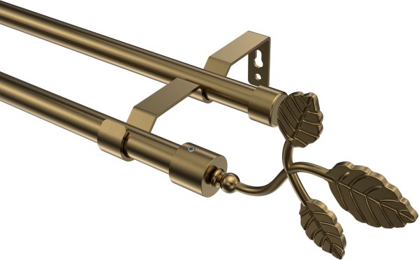 Gardinenstange Metall 16 mm Ø 2-läufig OLYMP - Alessia Messing Antik (ohne Ringe) 100 cm