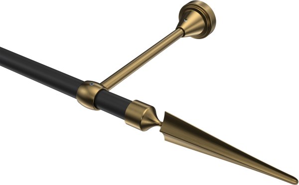 Gardinenstange Metall 16 mm Ø PRIMUS - Lorenzo Schwarz / Messing Antik (ohne Ringe) 100 cm
