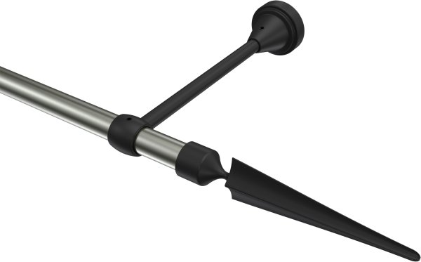 Gardinenstange Metall 16 mm Ø PRIMUS - Lorenzo Edelstahl-Optik / Schwarz (ohne Ringe) 120 cm