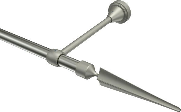 Gardinenstange Metall 16 mm Ø PRIMUS - Lorenzo Edelstahl-Optik / Chrom matt (ohne Ringe) 100 cm