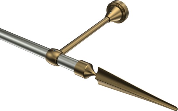Gardinenstange Metall 16 mm Ø PRIMUS - Lorenzo Edelstahl-Optik / Messing Antik (ohne Ringe) 100 cm