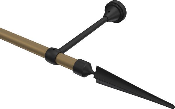 Gardinenstange Metall 16 mm Ø PRIMUS - Lorenzo Gold matt / Schwarz (ohne Ringe) 100 cm