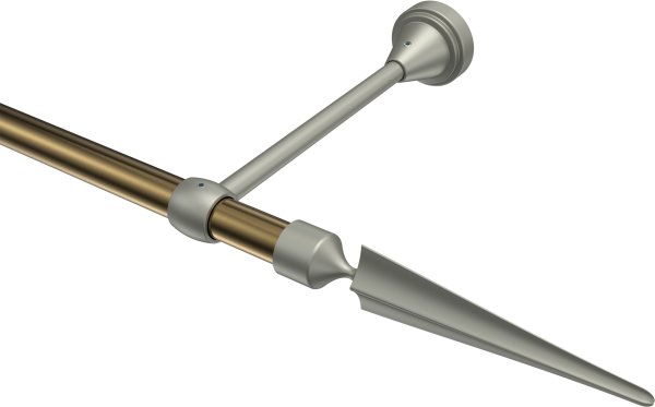 Gardinenstange Metall 16 mm Ø PRIMUS - Lorenzo Messing Antik / Chrom matt (ohne Ringe) 100 cm