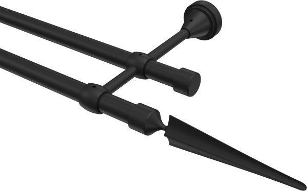 Gardinenstange Metall 16 mm Ø 2-läufig PRIMUS - Lorenzo Schwarz (ohne Ringe) 100 cm