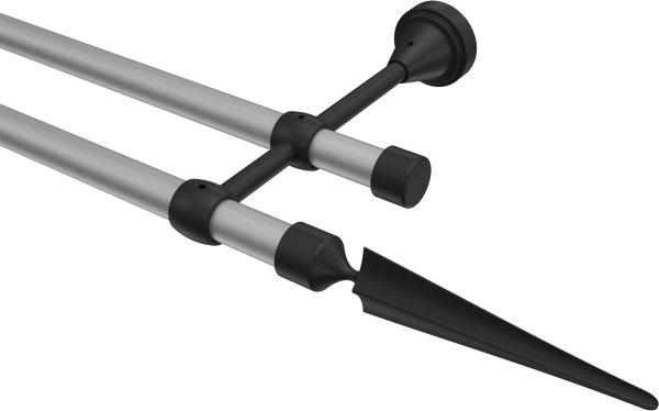 Gardinenstange Metall 16 mm Ø 2-läufig PRIMUS - Lorenzo Silbergrau / Schwarz (ohne Ringe)