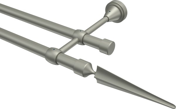 Gardinenstange Metall 16 mm Ø 2-läufig PRIMUS - Lorenzo Chrom matt (ohne Ringe) 100 cm