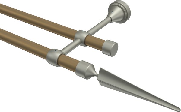 Gardinenstange Metall 16 mm Ø 2-läufig PRIMUS - Lorenzo Gold matt / Chrom matt (ohne Ringe)