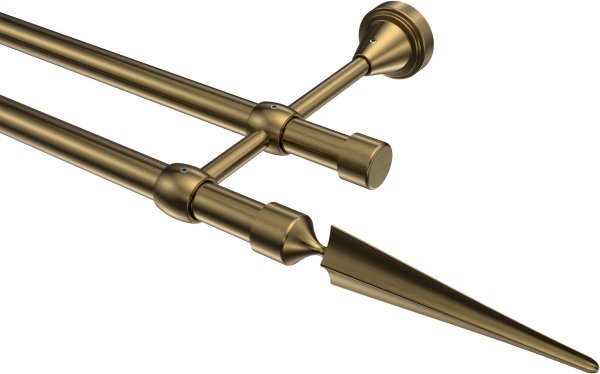 Gardinenstange Metall 16 mm Ø 2-läufig PRIMUS - Lorenzo Messing Antik (ohne Ringe) 100 cm