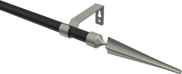 Gardinenstange Metall 16 mm Ø OLYMP - Lorenzo Schwarz / Chrom matt (ohne Ringe) 100 cm