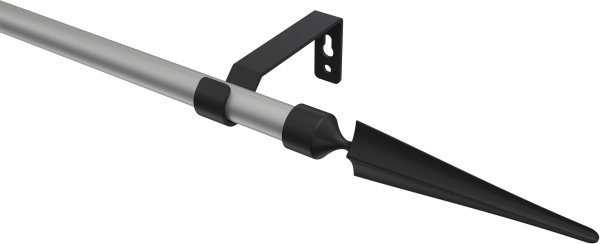 Gardinenstange Metall 16 mm Ø OLYMP - Lorenzo Silbergrau / Schwarz (ohne Ringe) 100 cm