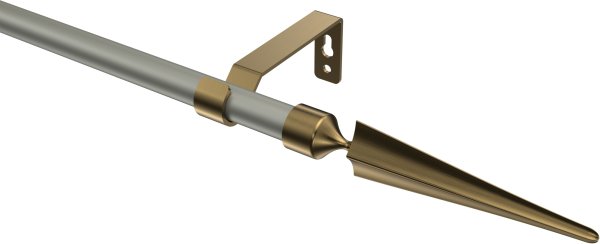 Gardinenstange Metall 16 mm Ø OLYMP - Lorenzo Chrom matt / Messing Antik (ohne Ringe) 100 cm