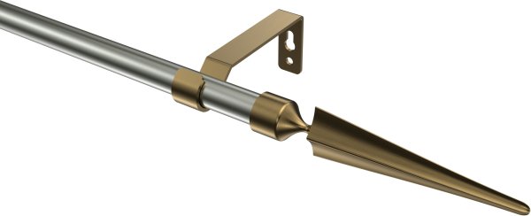 Gardinenstange Metall 16 mm Ø OLYMP - Lorenzo Edelstahl-Optik / Messing Antik (ohne Ringe) 120 cm