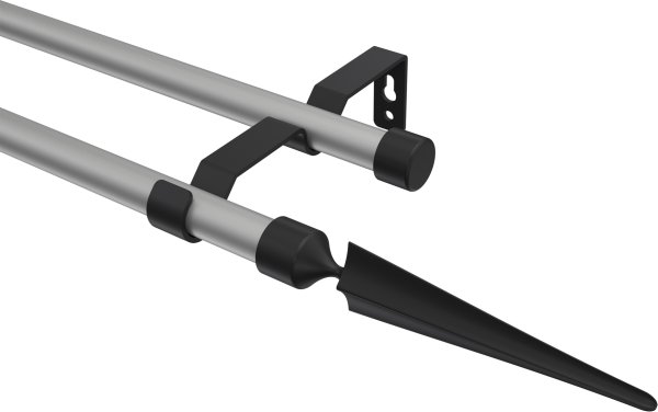 Gardinenstange Metall 16 mm Ø 2-läufig OLYMP - Lorenzo Silbergrau / Schwarz (ohne Ringe) 100 cm